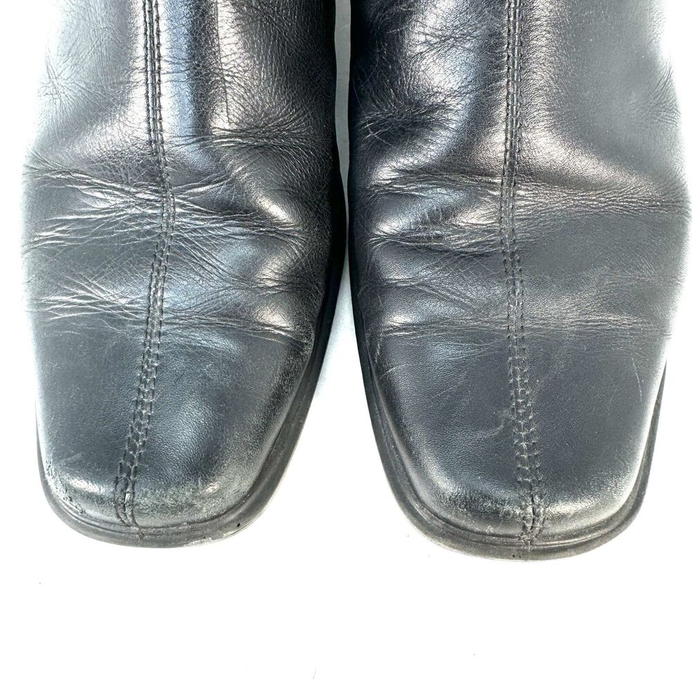 Ecco Light Black Leather Slip On Ankle Boots Size EU 40 / US 9.5 Chelsea Healed - Picture 3 of 10